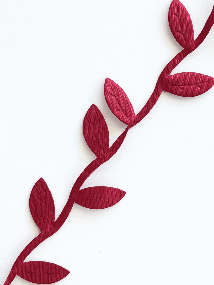 Leaf Garland Ribbon Burgundy - 5mt length