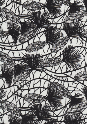 Floral Buds in Flock on White A4 Paper