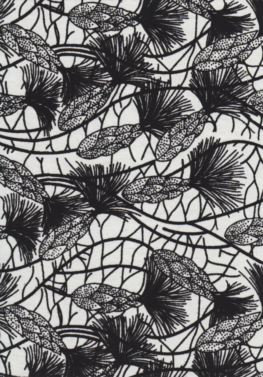 Floral Buds in Flock on White A4 Paper