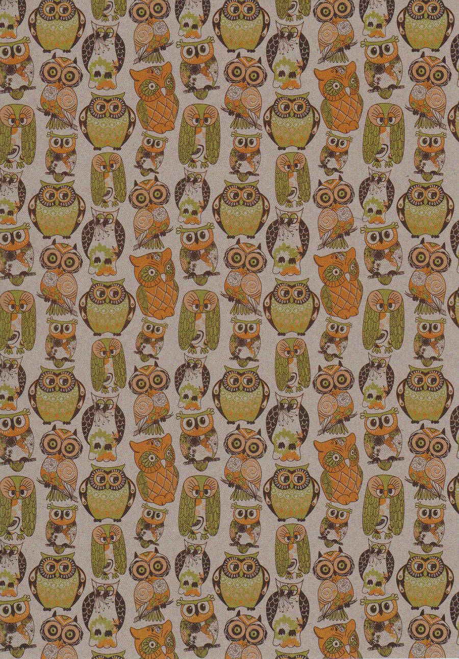 Owl patterns set on botany paper