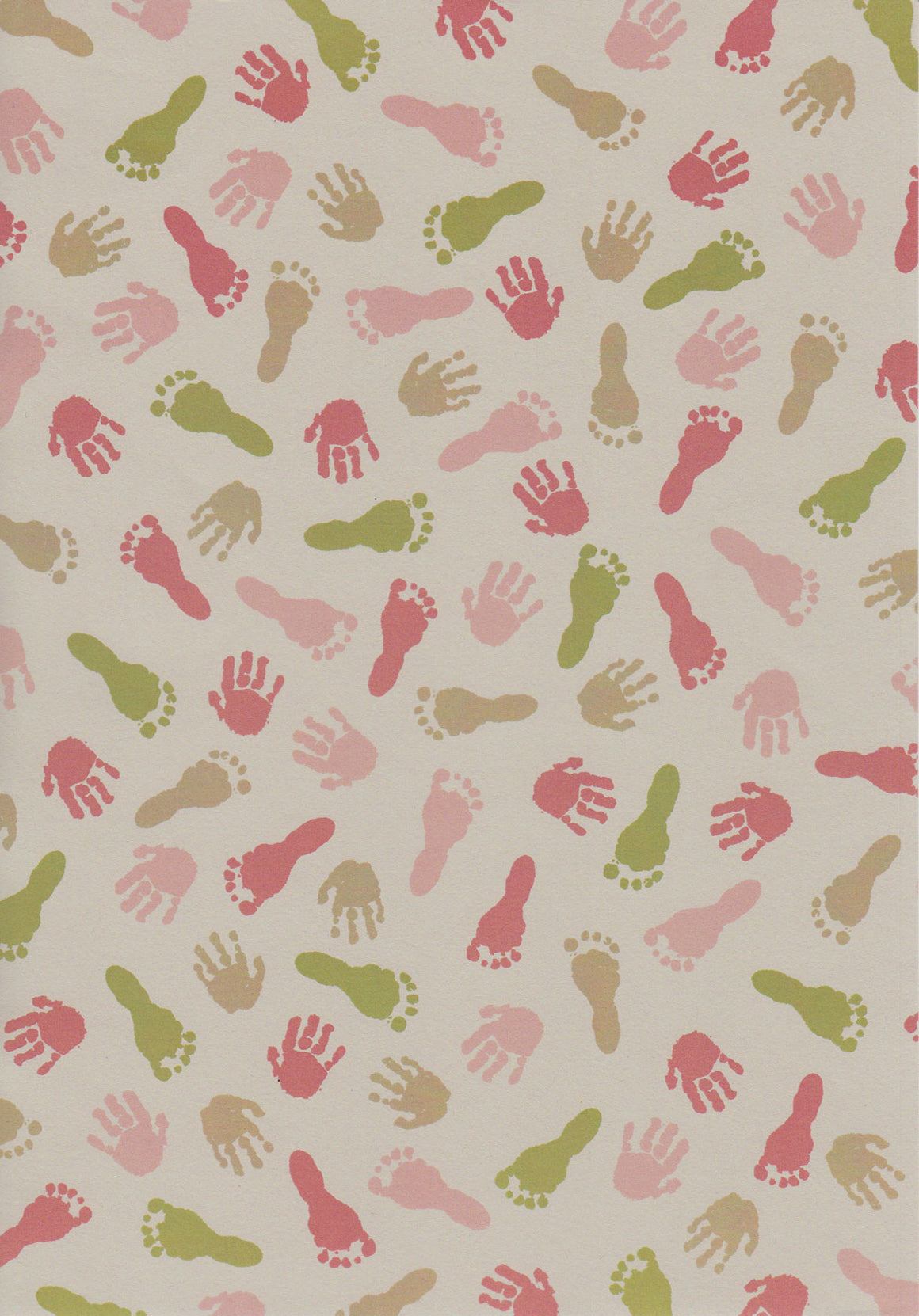 Children hand and feet imprints on paper