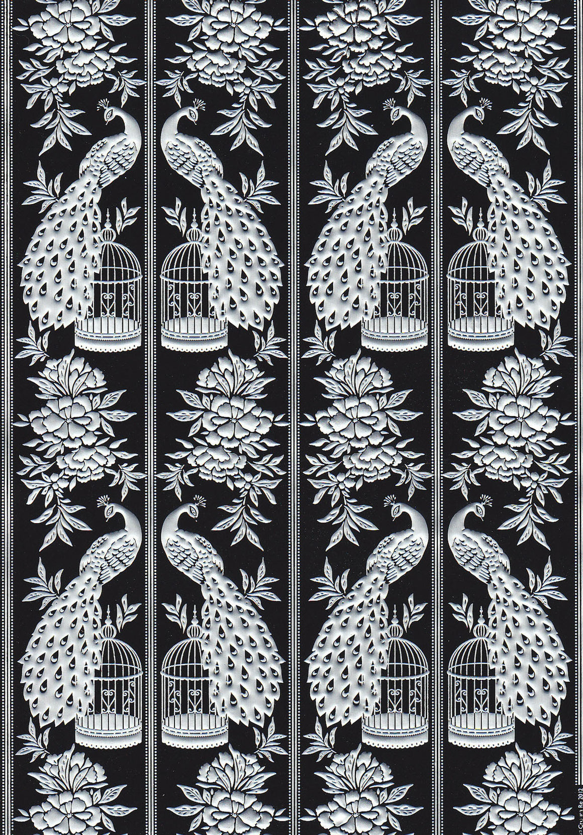 Embossed bird and cage design paper